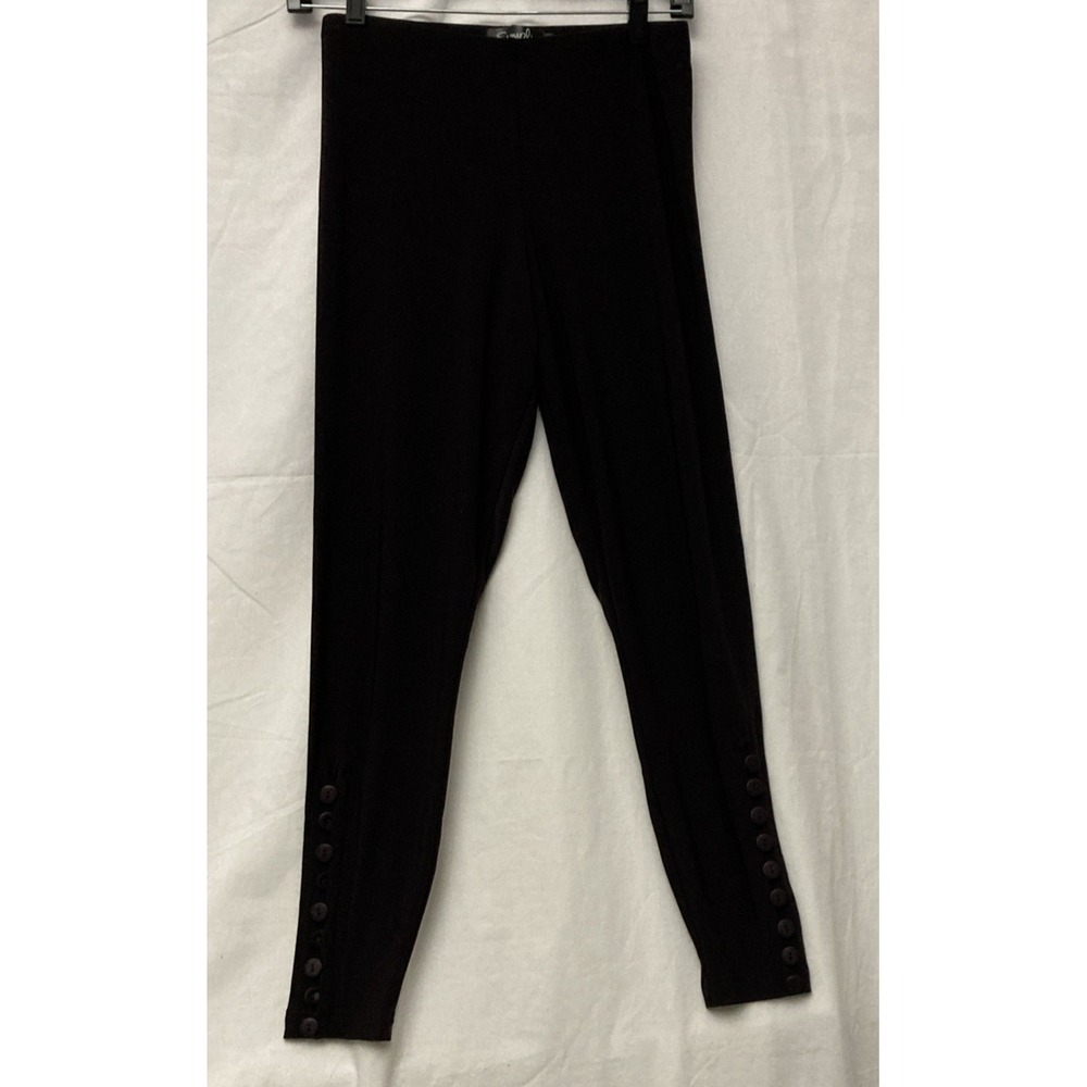 Sympli Women's Eggplant Purple Pull On Stretch Pants w/Button Cuff Detail - SZ 6
